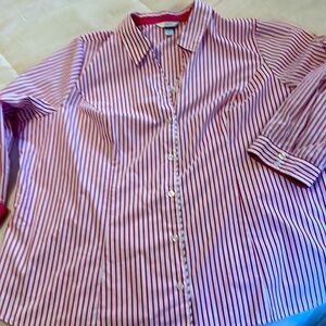 Deep rose and white strip women’s fitted shirt from CJBanks women’s 3x